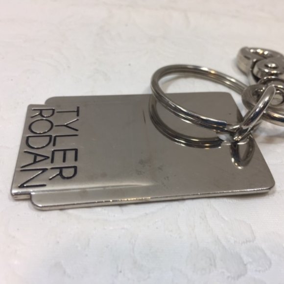 Tyler Rodan Logo Silver Toned Keychain Purse Charm 2.5"x1.5" - Picture 5 of 6